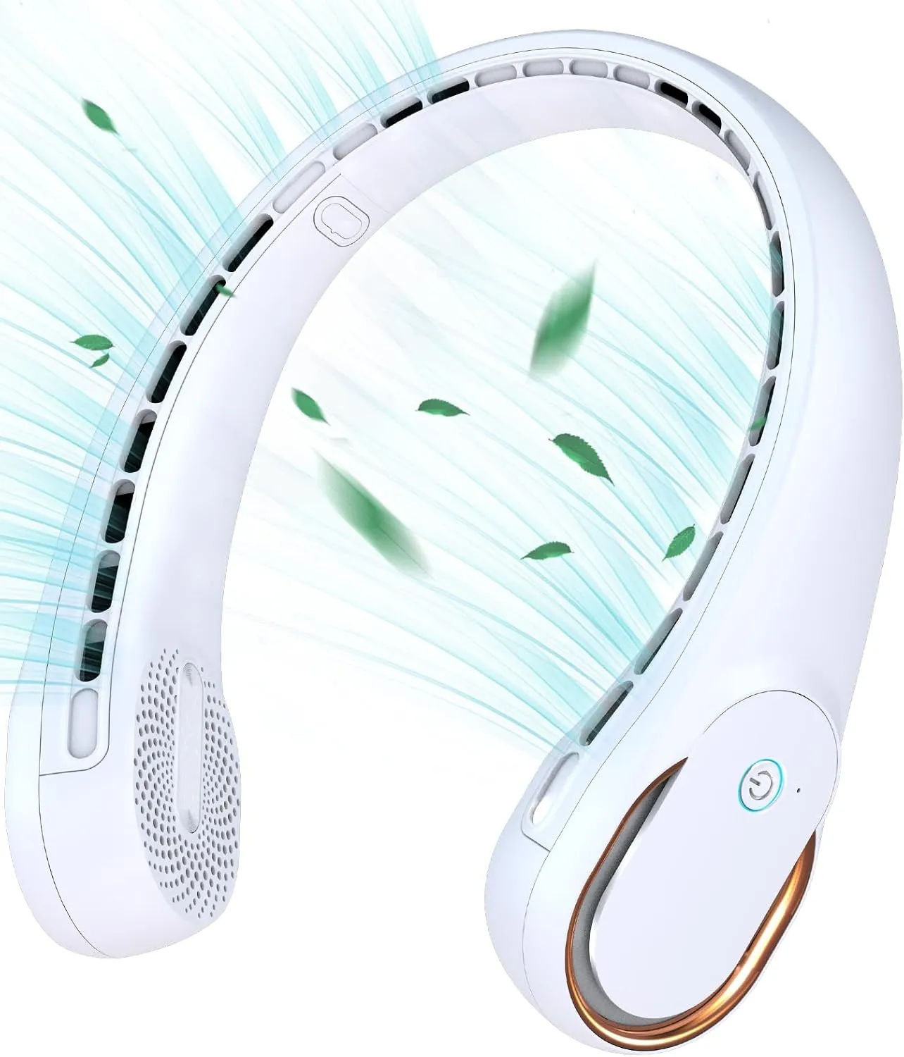 KIDEE Neck Fan, Neck Fans Portable Rechargeable, Upgrade 360 Air Outlet, Super Quiet, 3 Speeds, 4000mAh Personal Bladeless Wearable Fan for Indoor Outdoor Travel-White Waist-mounted portable fan for outdoor use