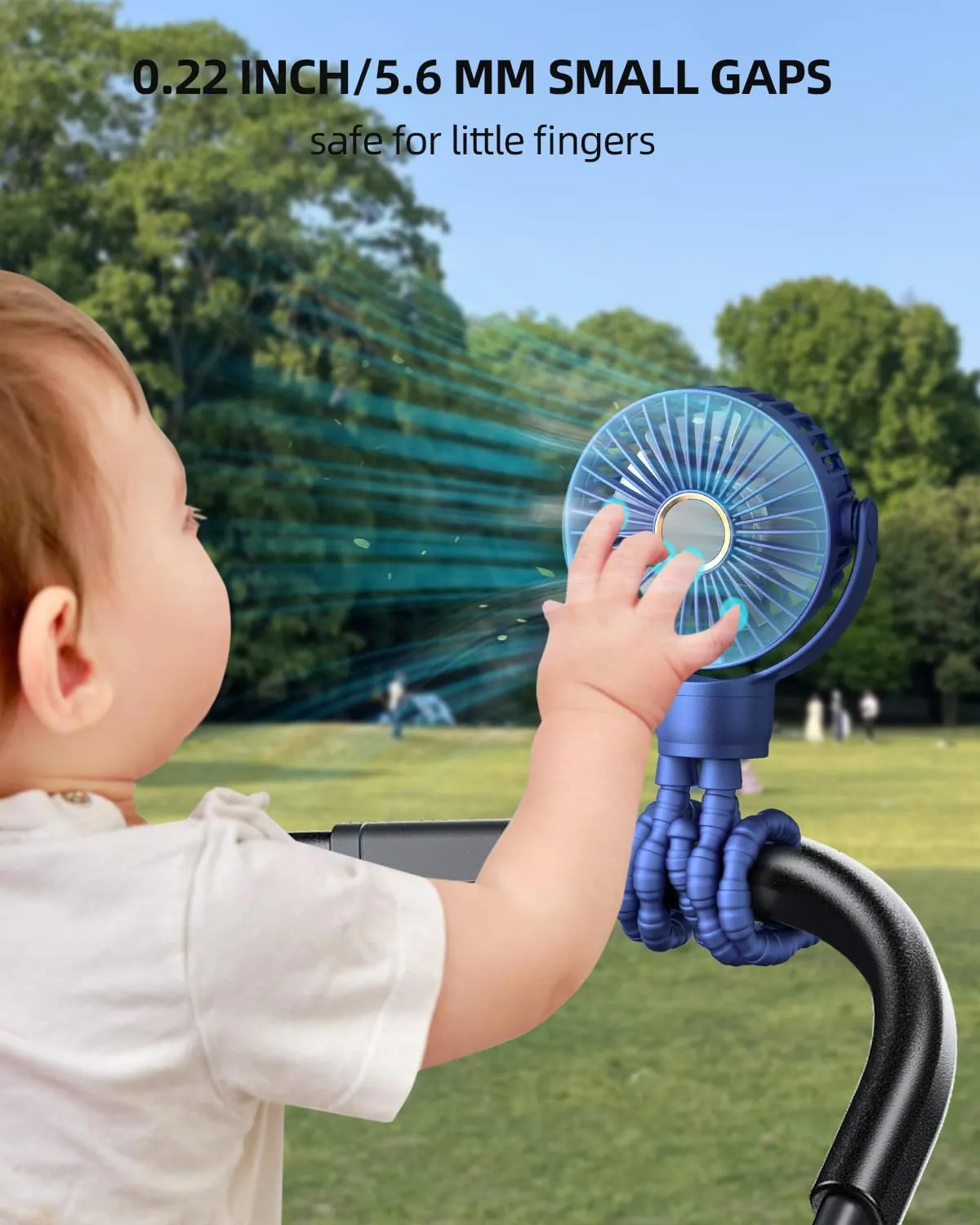 KIDEE Portable Baby Stroller Fan, Mini Baby Clip on Fans, LED Display, 360 Rotate Flexible Tripod, Rechargeable Small Personal Handheld Fans Cooling Desk Fan for Car Seat Crib Treadmill Travel