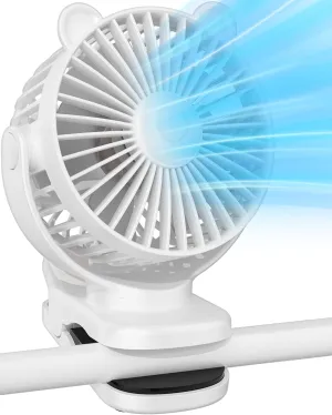 KIDEE Portable Clip on Fan, Mini Baby Stroller Fan Rechargeable with 360 Rotation, Small Desk Fans Battery Operated, Personal Cooling Fans for Bedroom Indoor Outdoor Travel 360-degree rotating fan for home use