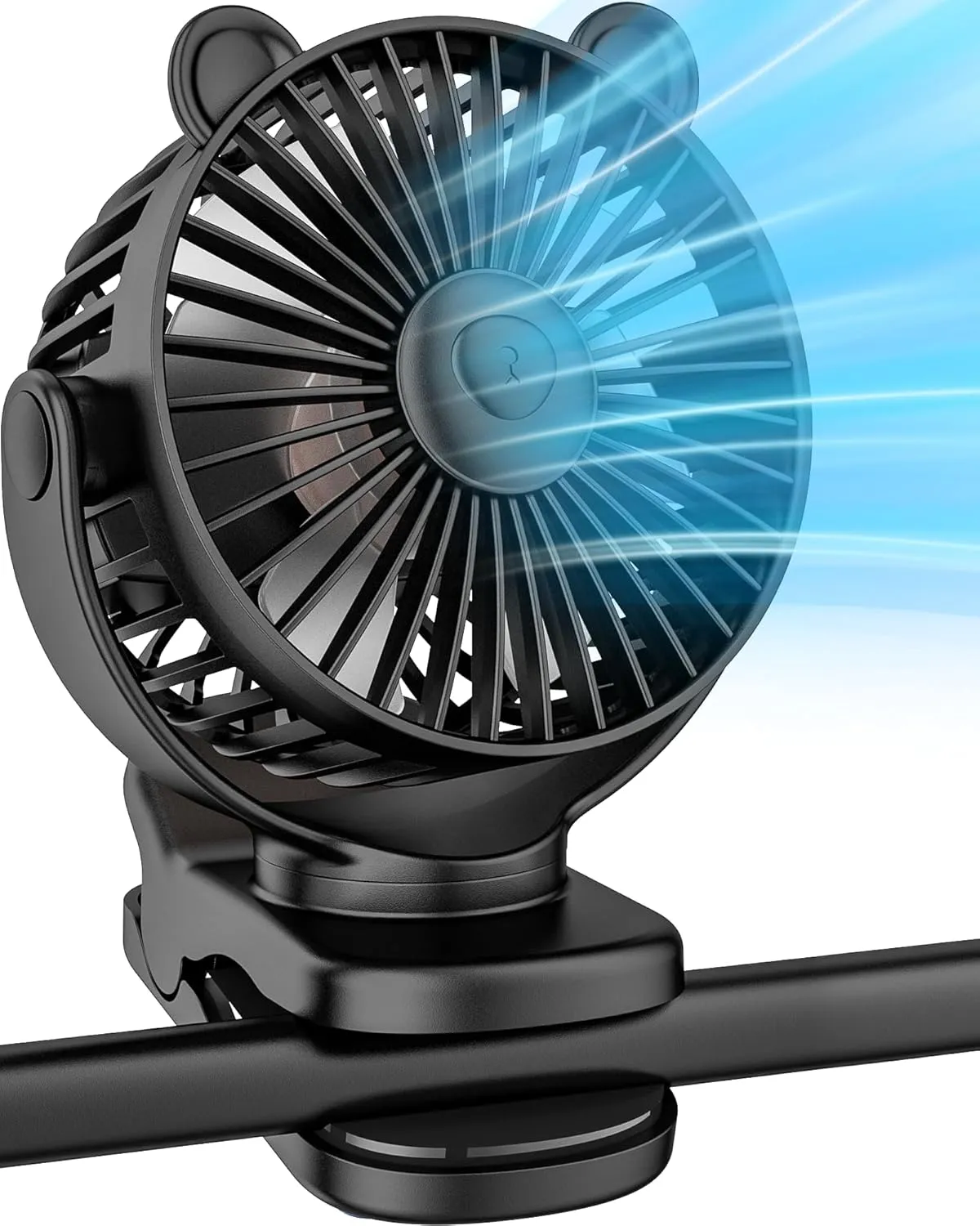 KIDEE Portable Clip on Fan, Small Desk Fan Battery Operated, 360 Rotation, Cute Design, 3 Speed, Mini Table Fan USB Rechargeable, Personal Cooling Baby Stroller Fan for Home Office Outdoor Travel 360-degree rotating fan for home use