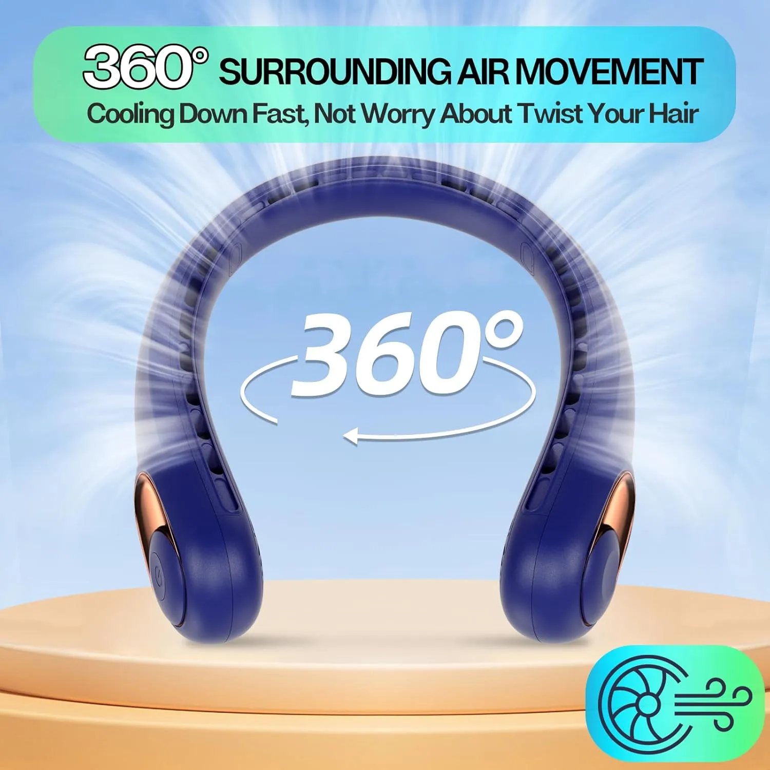 KIDEE Portable Neck Fan, Personal Bladeless Rechargeable, Upgraded 4000mAh Battery & 360 Surrounding Air Outlet, Increase Air Volume, Ultra Quiet, Long Use Time Wearable Fan for Home Travel