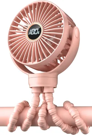 KIDEE Portable Stroller Fan, Personal Baby Fan Battery Operated, LED Display, Small Clip on Fans USB Rechargeable, Mini Desk Fans for Outdoor Travel Car Seat 360-degree rotating fan for home use