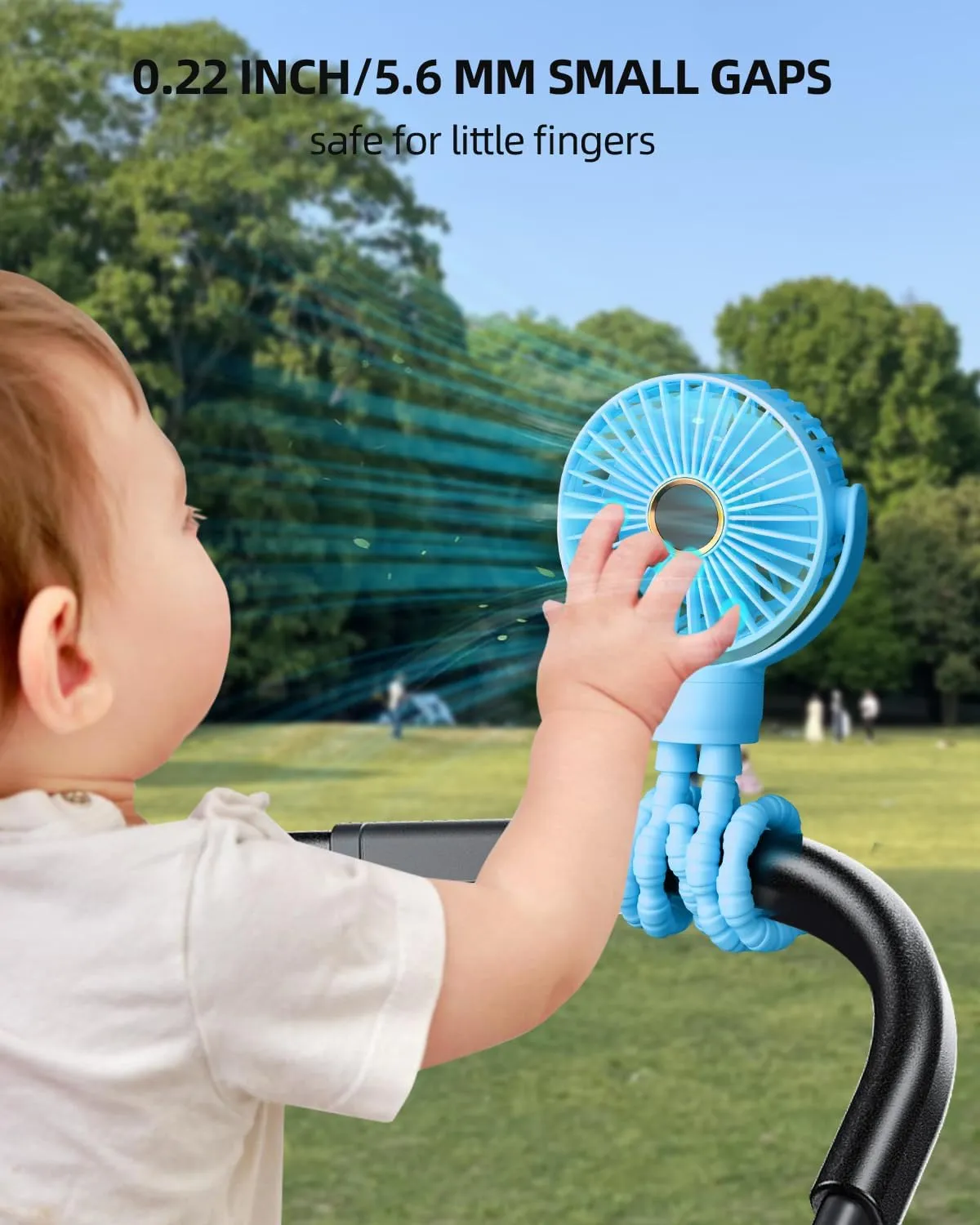 KIDEE Portable Stroller Fan, Personal Baby Fan Battery Operated, LED Display, Small Clip on Fans USB Rechargeable, Mini Desk Fans for Outdoor Travel Car Seat