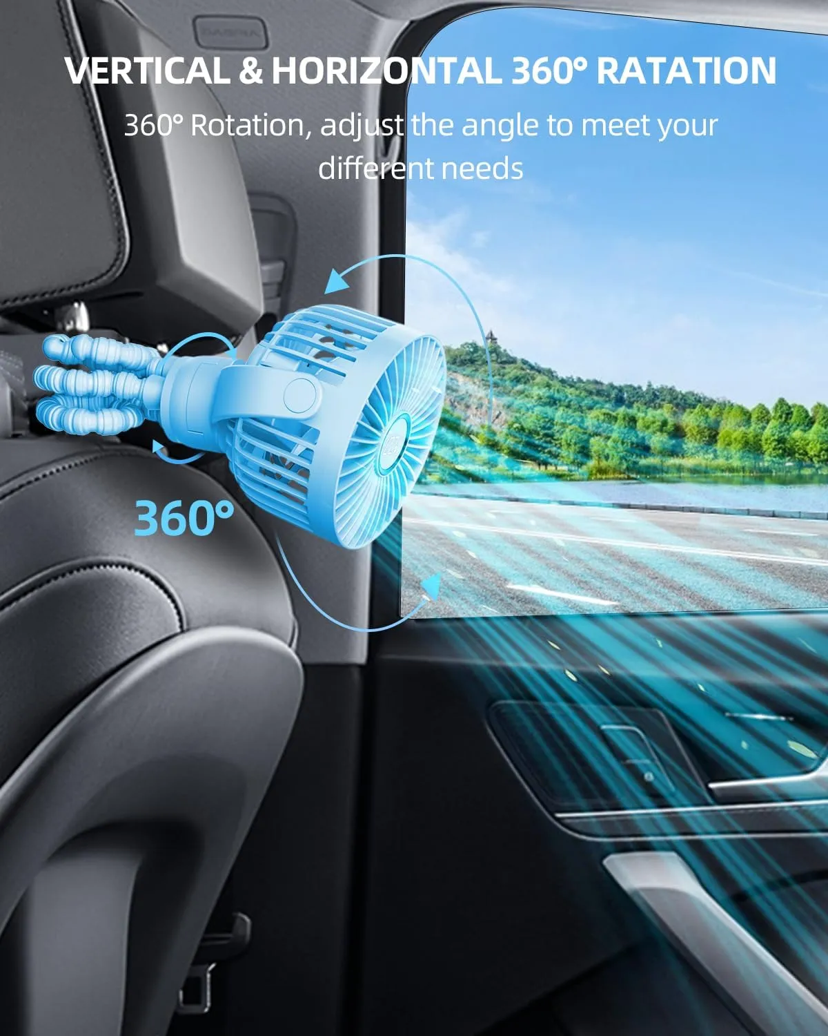 KIDEE Portable Stroller Fan, Personal Baby Fan Battery Operated, LED Display, Small Clip on Fans USB Rechargeable, Mini Desk Fans for Outdoor Travel Car Seat
