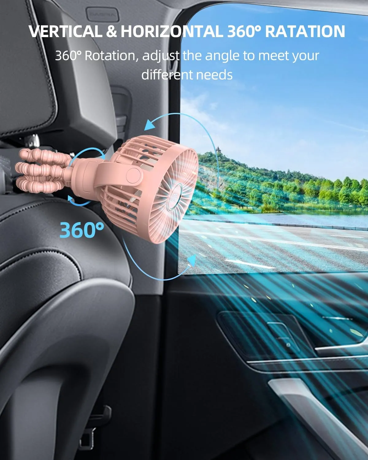 KIDEE Portable Stroller Fan, Personal Baby Fan Battery Operated, LED Display, Small Clip on Fans USB Rechargeable, Mini Desk Fans for Outdoor Travel Car Seat