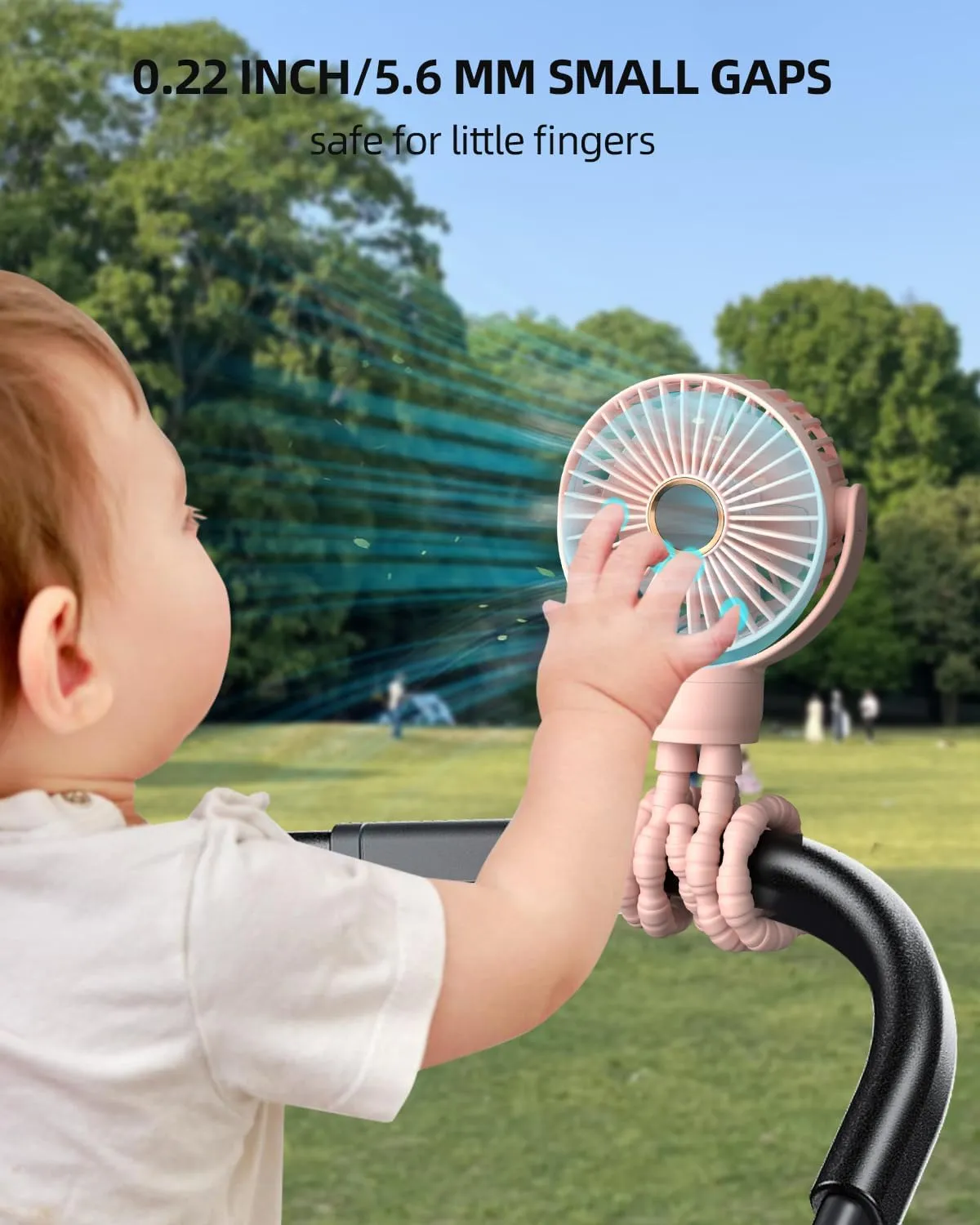 KIDEE Portable Stroller Fan, Personal Baby Fan Battery Operated, LED Display, Small Clip on Fans USB Rechargeable, Mini Desk Fans for Outdoor Travel Car Seat