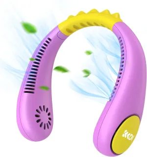 Kids Neck Fan, Portable Bladeless Fans for Kid 4-14Y Girls & Boys, 2600mAh USB Personal Mini Cooling Fan for Travel/Camping/Study, 4 Speeds, Lightweight, Compact, Perfect Summer Gifts for Kids Neck fan for hands-free comfort