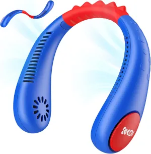 Kids Neck Fan, Portable Bladeless Neck Fan for Kids, 2600mAh Rechargeable Cooling Fan for 4-14Y Girls Boys, 4 Speeds & Lightweight Wearable Quiet Fan for Study/Camping/Travel Neck fan for hands-free comfort