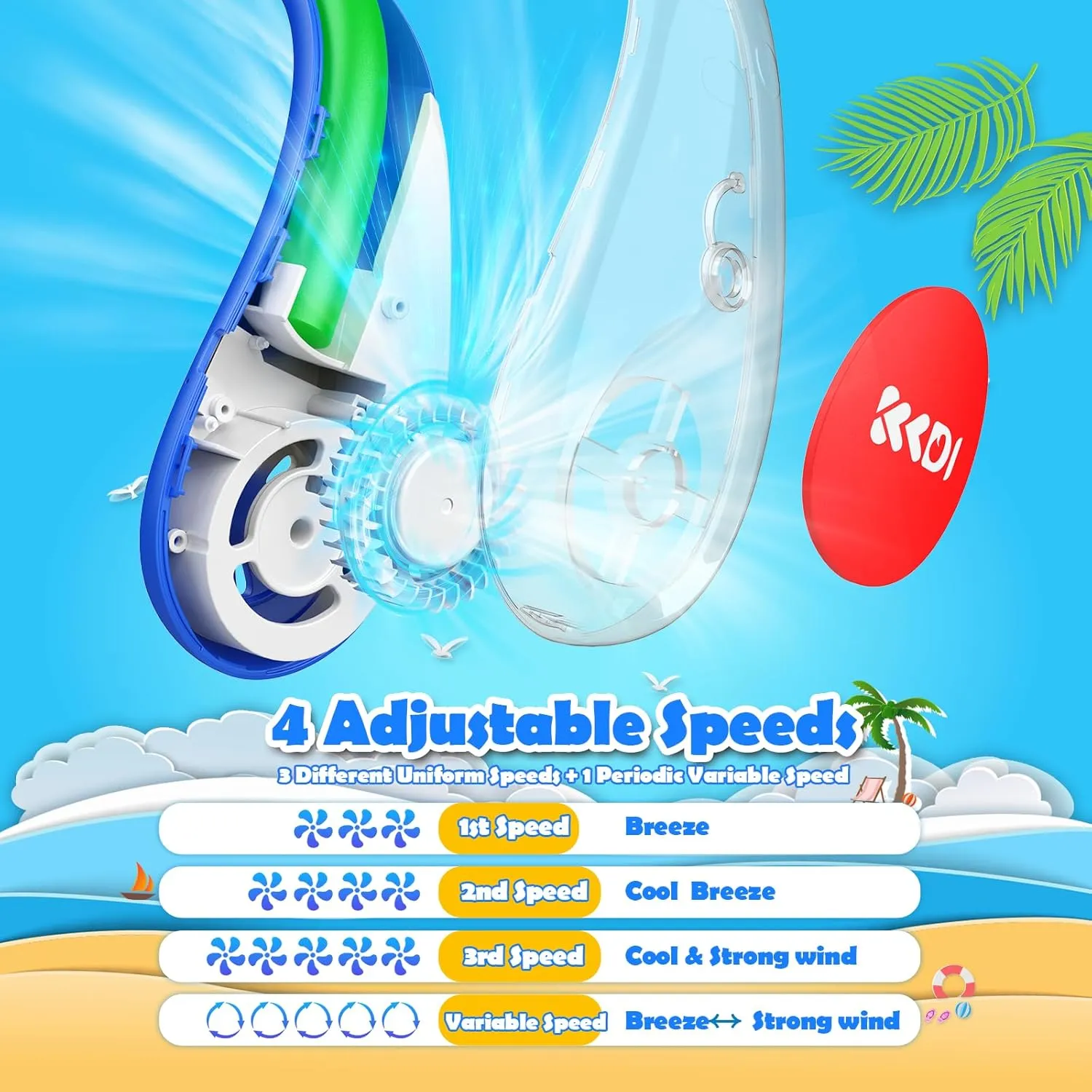 Kids Neck Fan, Portable Bladeless Neck Fan for Kids, 2600mAh Rechargeable Cooling Fan for 4-14Y Girls Boys, 4 Speeds & Lightweight Wearable Quiet Fan for Study/Camping/Travel