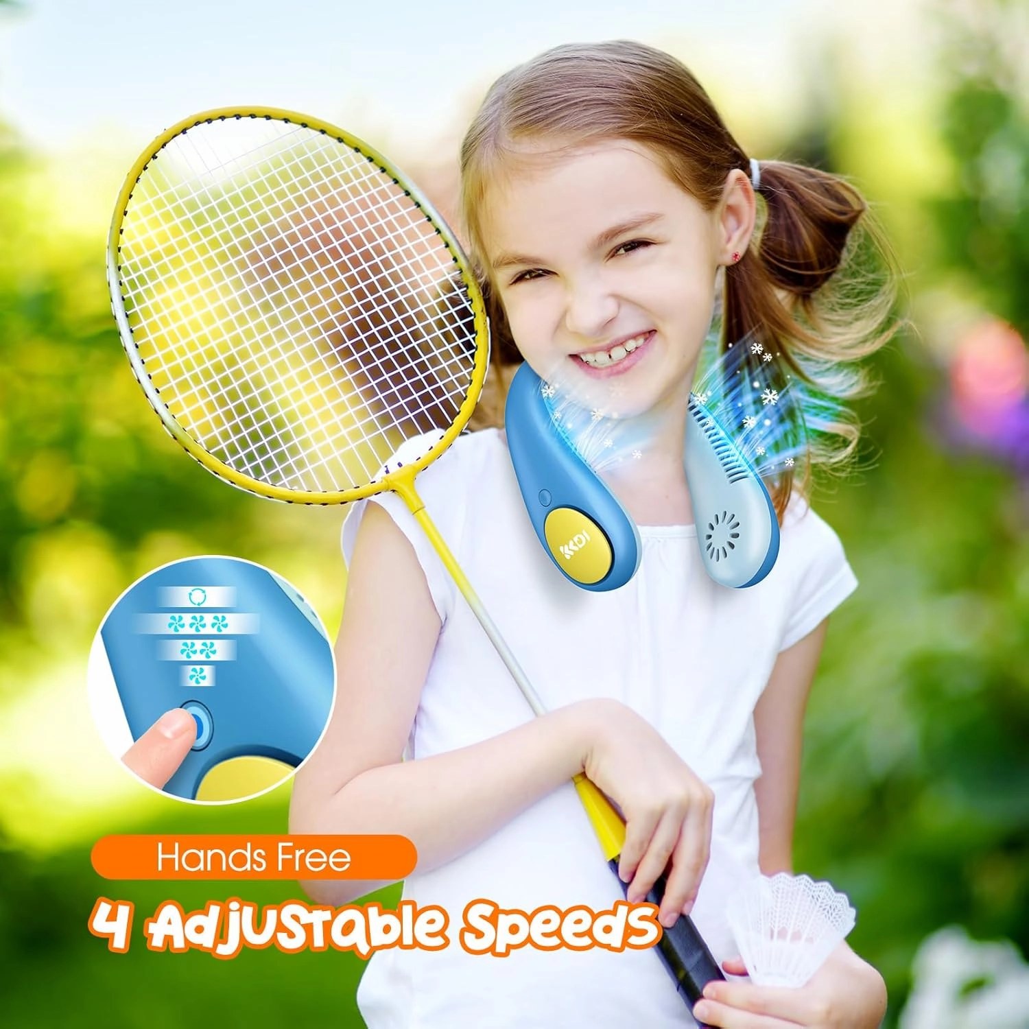 Kids Neck Fan with Shark Sticker, Bladeless Fan for Kids, Safe Portable Rechargeable Cooling Fan for 4-14Y Boys, 2600mAh Personal Fans for Your Neck, 4 Speeds & Lightweight, Summer Gifts for Kids