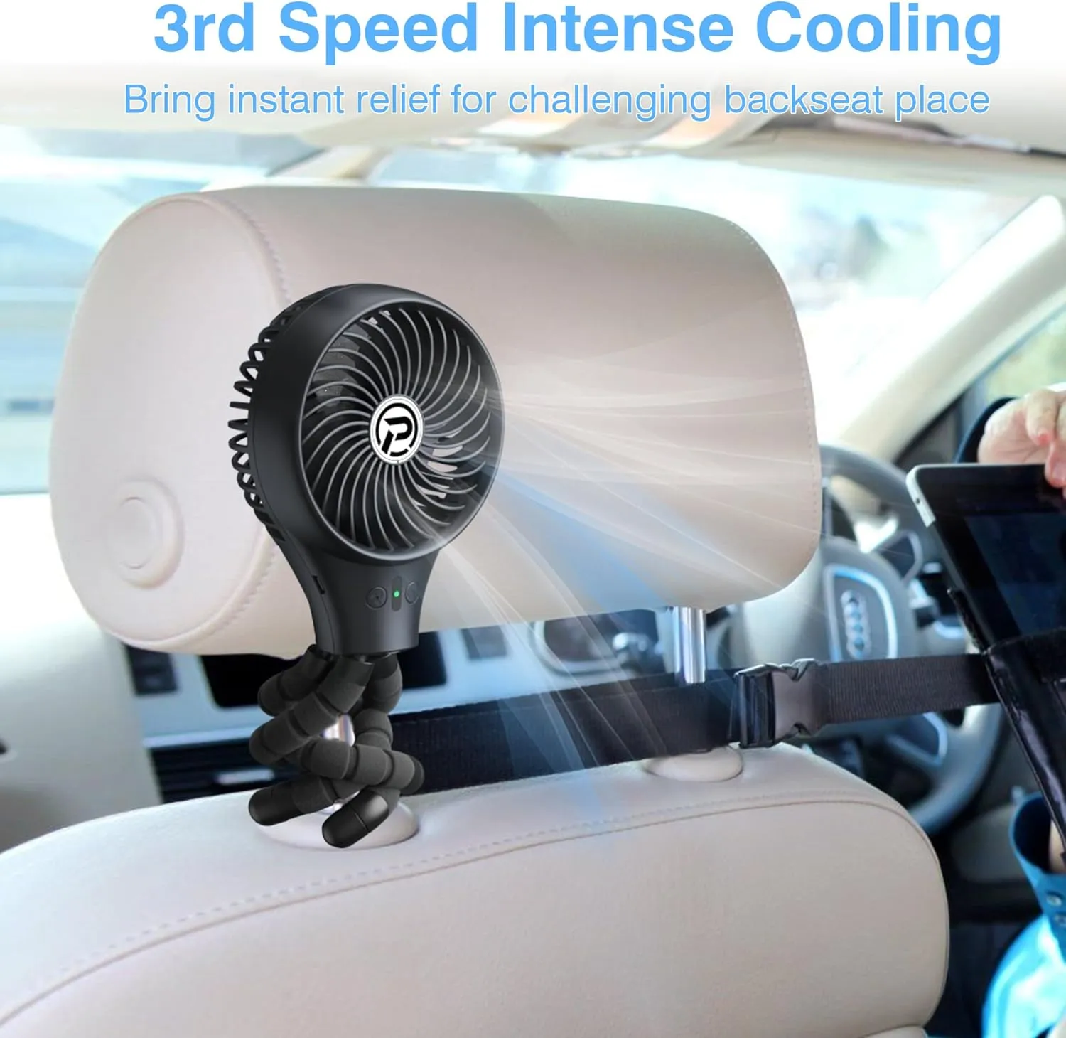 KITWLEMEN Baby Stroller Fan, Oscillating Clip on with Tripod, 11Hour Battery Operated Portable Fan for Crib, Treadmill, Car Seat, Travel
