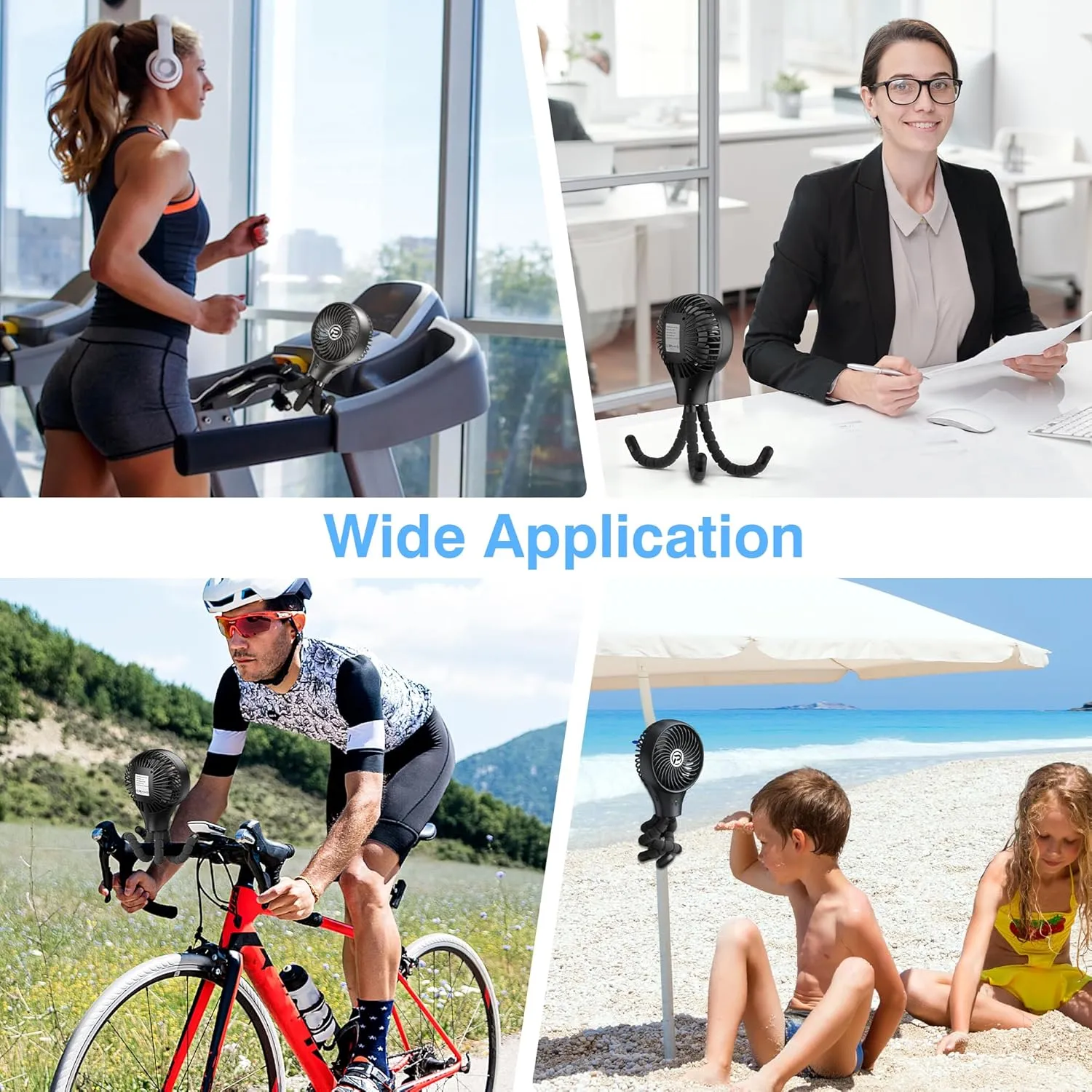 KITWLEMEN Baby Stroller Fan, Oscillating Clip on with Tripod, 11Hour Battery Operated Portable Fan for Crib, Treadmill, Car Seat, Travel