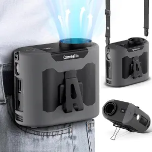 KOMBELLA Portable Waist Fan Clip on Belt, 2025 Upgraded Shirt Fan with 10000mAh Battery & 5 Speeds, 35H Hands-Free Cool Clip for Jobsite, Camping, Travel(Grey) Waist-mounted portable fan for outdoor use