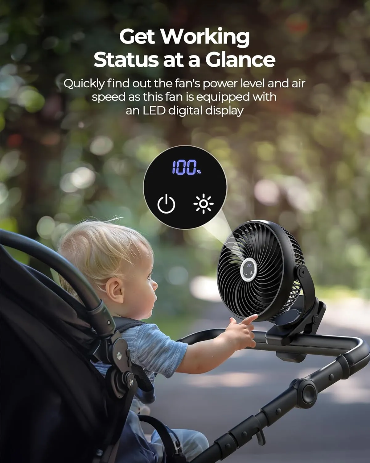 Koonie 10000mAh Portable Clip on Fan with LED Lantern and Hook, 8'' Battery Operated Desk Fan, Quiet Camping Fan with LED Digital Display, 360 Rotation & 3 Speeds for Travel Tent Gym Treadmill