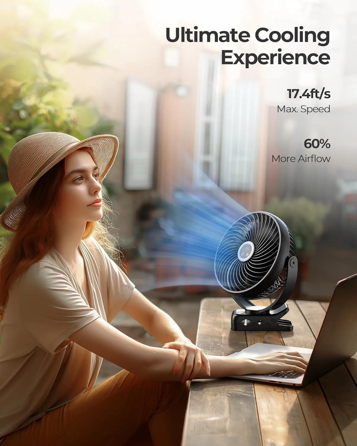 Koonie 10000mAh Portable Clip on Fan with LED Lantern and Hook, 8'' Battery Operated Desk Fan, Quiet Camping Fan with LED Digital Display, 360 Rotation & 3 Speeds for Travel Tent Gym Treadmill