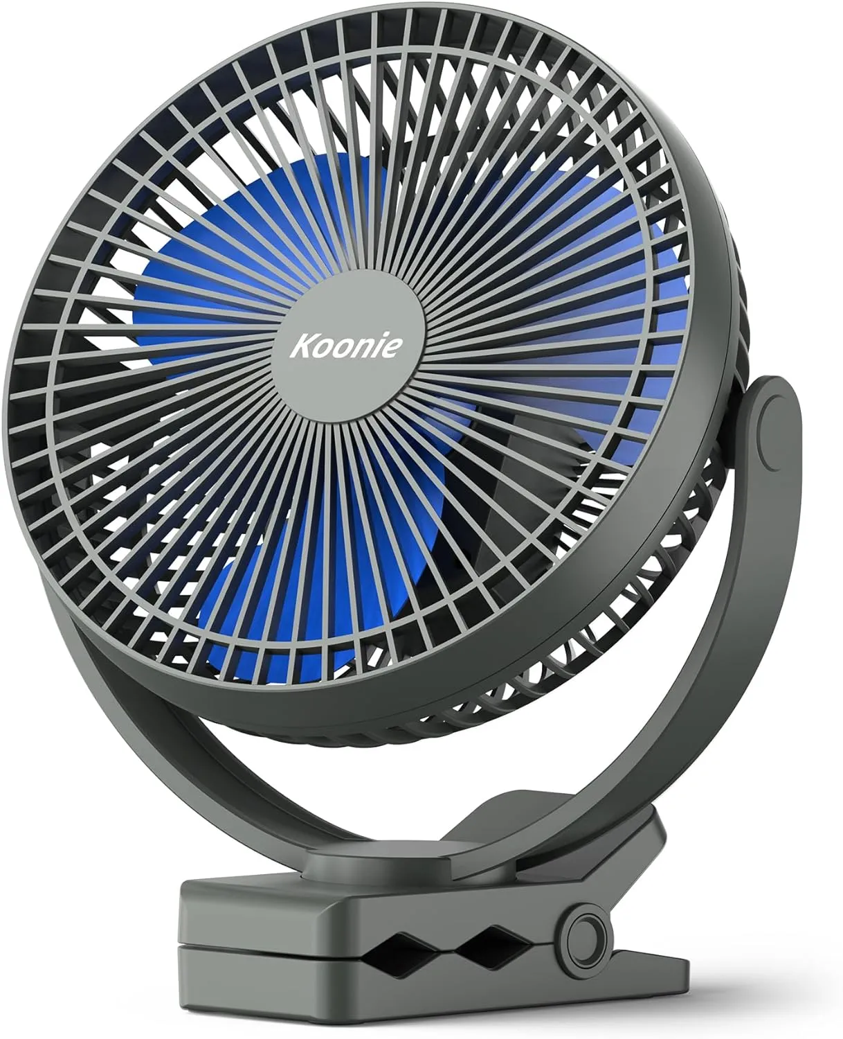 Koonie 10000mAh Rechargeable Portable 8-Inch Clip-on Fan, USB Car Fan 4 Speeds, Sturdy Clamp for Office Desk, Golf Cart, Stroller, Outdoor, Travel, Camping, Tent, Gym, Treadmill Waist-mounted portable fan for outdoor use