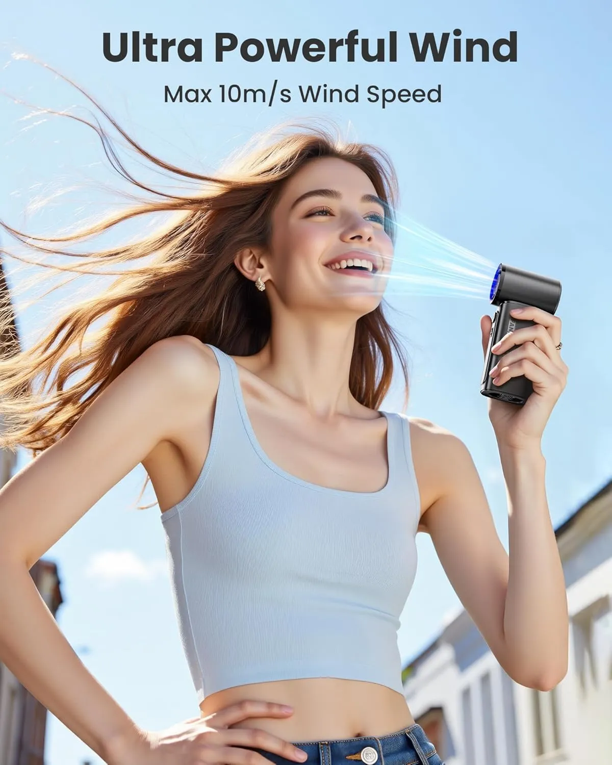 Koonie 19000 RPM High Speed Portable Handheld Fan,100 Speeds Mini Turbo Fan, 3600mAh, 12H Max Cooling Time, Digital Display, 5" Height, Rechargeable Hand Fan for Outdoor Indoor Black