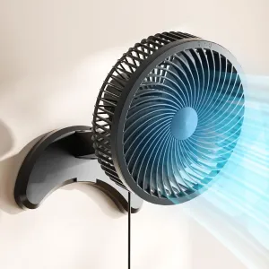 Koonie 8'' Wall Mount Fan, Quiet Small Wall Fan with Timer, 8.2ft Wired Remote, 80 Oscillation, 100 Adjustable, 3 Speeds High Velocity for RV Bedroom Kitchen Office Garage(Adapter Included) Battery-powered portable fan