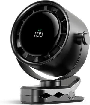 Koonie Clip On Fan, Strong Wind Ultra Quiet Small Portable, 5 Speed Rechargeable Battery Operated, Mini Personal for Stroller Travel Camping Golf Gym Cooling, Dual 360 Rotation, 4000mAh 360-degree rotating fan for home use