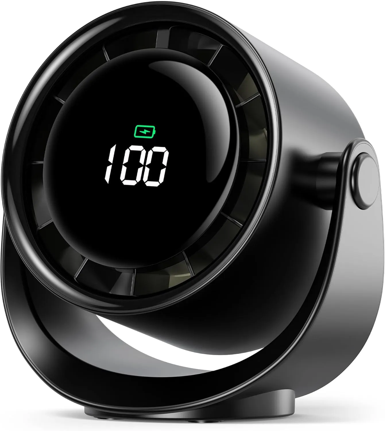 Koonie Desk Fan, LED Display Mini Table Fan, Rechargeable Personal Fan with 4000mAh Battery, Max. 17H Use, 5 Speeds, 360Tilt, USB-C Charging, Quiet Small Portable Fan for Home, Office, Camp, Travel USB desktop fan for workspace
