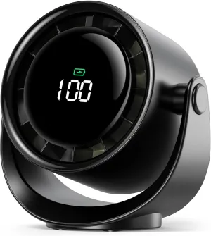 Koonie Desk Fan, LED Display Mini Table Fan, Rechargeable Personal Fan with 4000mAh Battery, Max. 17H Use, 5 Speeds, 360Tilt, USB-C Charging, Quiet Small Portable Fan for Home, Office, Camp, Travel USB desktop fan for workspace