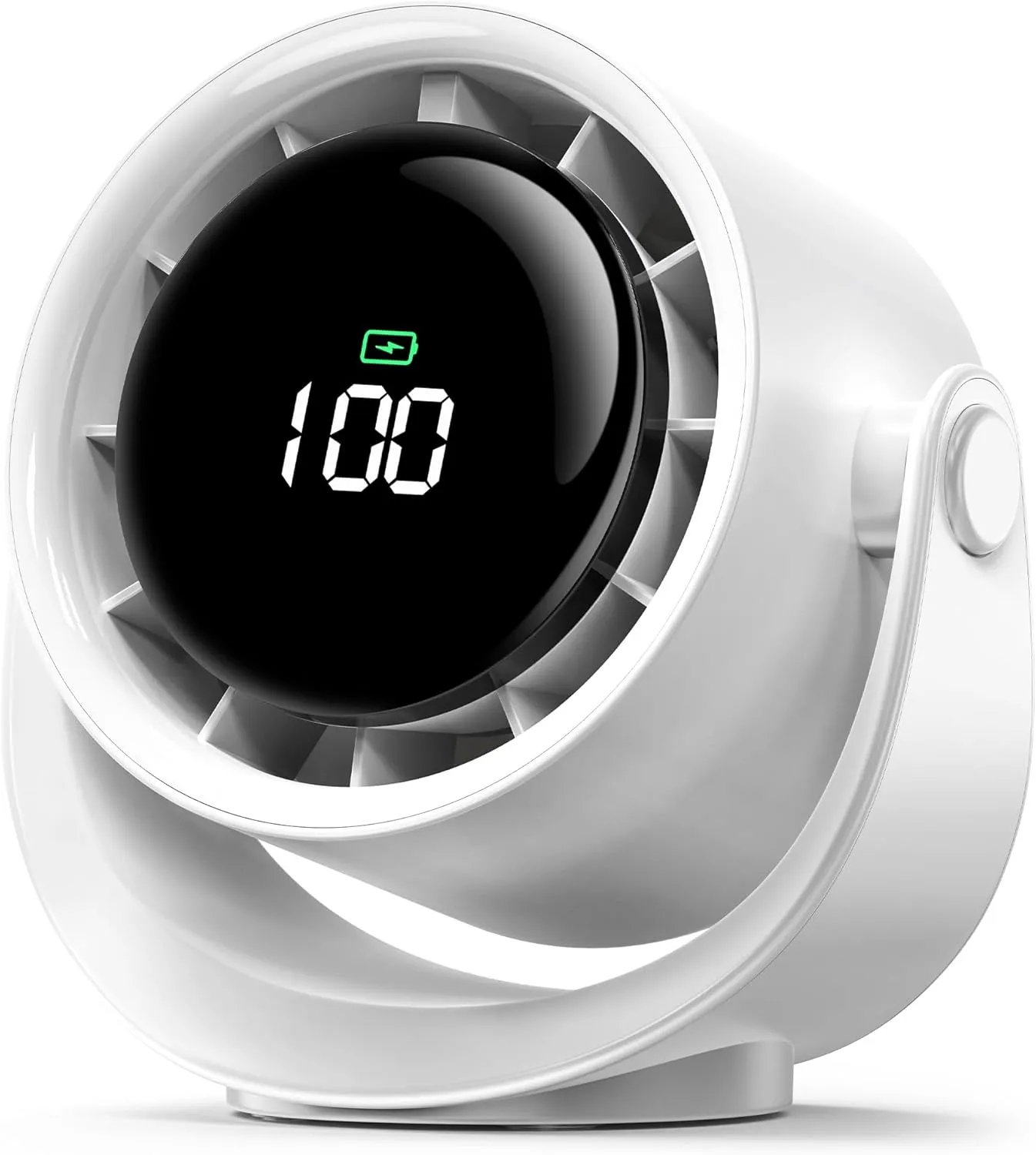 Koonie Desk Fan, LED Display Mini Table Fan, Rechargeable Personal Fan with 4000mAh Battery, Max. 17H Use, 5 Speeds, 360Tilt, USB-C Charging, Quiet Small Portable Fan for Home, Office, Camp, Travel USB desktop fan for workspace