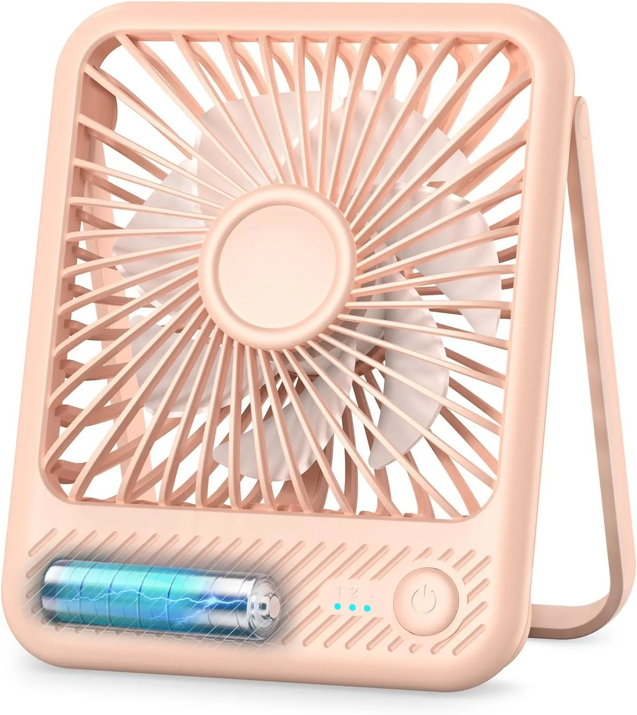 Koonie Desk Fan, Ultra Quiet 2.5-11h Battery Operated Small USB Fan with Strong Wind, 180 Tilt Folding and 3 Speeds Adjustable, Battery Powered Mini Personal Fan for Office Bedroom Desktop Pink USB desktop fan for workspace