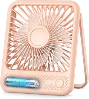 Koonie Desk Fan, Ultra Quiet 2.5-11h Battery Operated Small USB Fan with Strong Wind, 180 Tilt Folding and 3 Speeds Adjustable, Battery Powered Mini Personal Fan for Office Bedroom Desktop Pink USB desktop fan for workspace