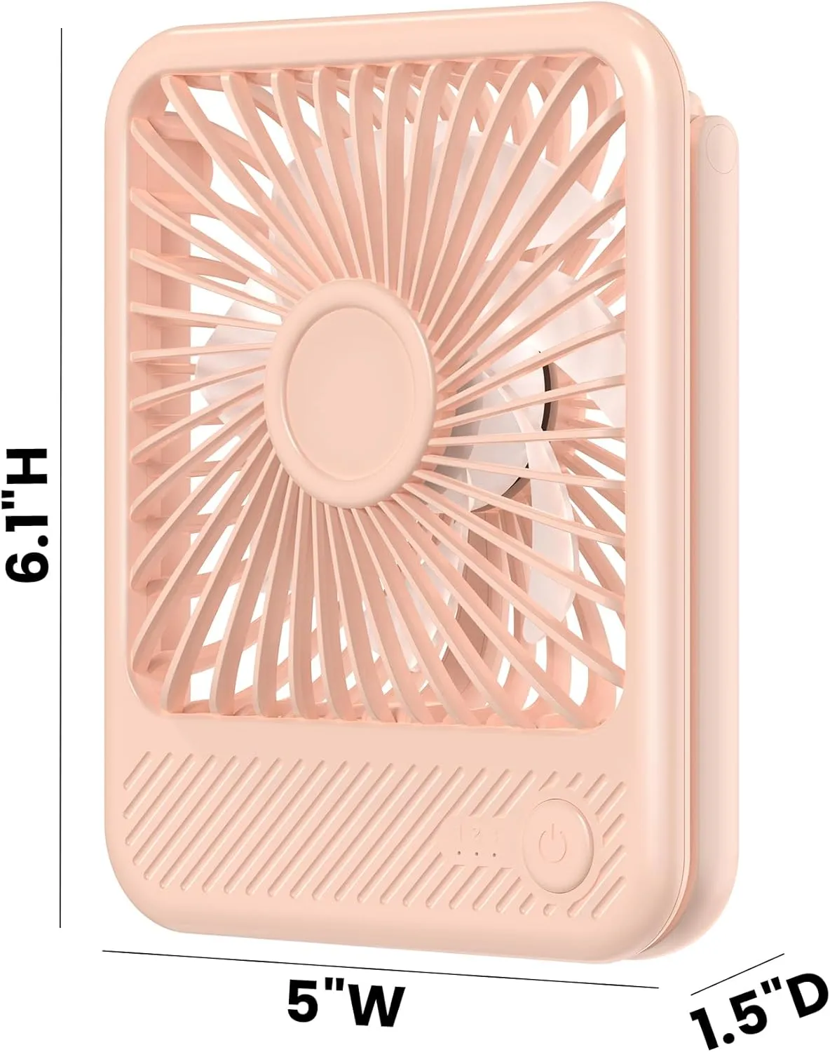 Koonie Desk Fan, Ultra Quiet 2.5-11h Battery Operated Small USB Fan with Strong Wind, 180 Tilt Folding and 3 Speeds Adjustable, Battery Powered Mini Personal Fan for Office Bedroom Desktop Pink