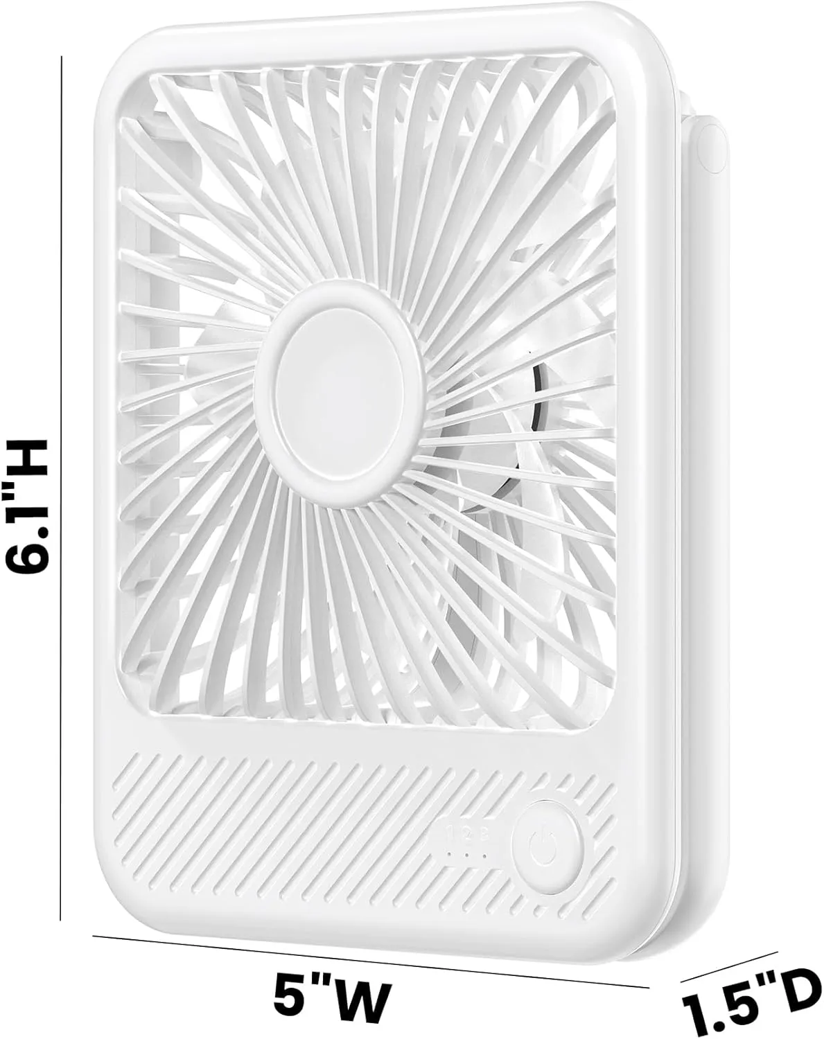 Koonie Desk Fan, Ultra Quiet 2.5-11h Battery Operated Small USB Fan with Strong Wind, 180 Tilt Folding and 3 Speeds Adjustable, Battery Powered Mini Personal Fan for Office Bedroom Desktop White