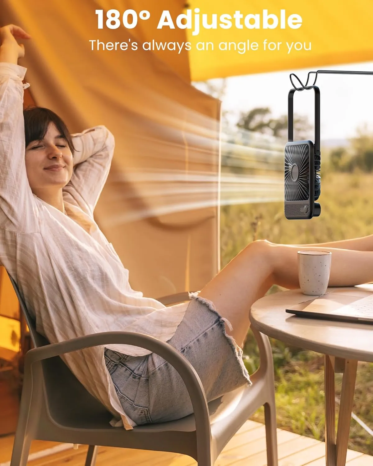 Koonie Desk Fan, Ultra Quiet 2.5-11h Battery Operated Small USB Fan with Strong Wind, 180 Tilt Folding and 3 Speeds Adjustable, Battery Powered Mini Personal Fan for Office Bedroom Desktop