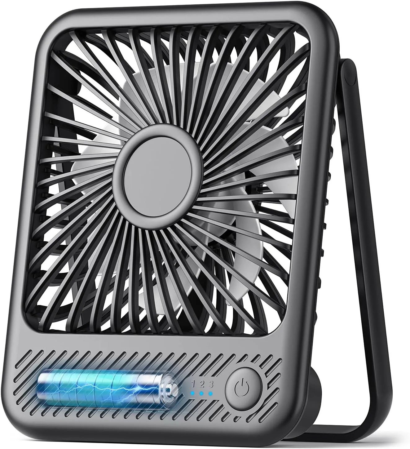 Koonie Desk Fan, Ultra Quiet 2.5-11h Battery Operated Small USB Fan with Strong Wind, 180 Tilt Folding and 3 Speeds Adjustable, Battery Powered Mini Personal Fan for Office Bedroom Desktop USB desktop fan for workspace