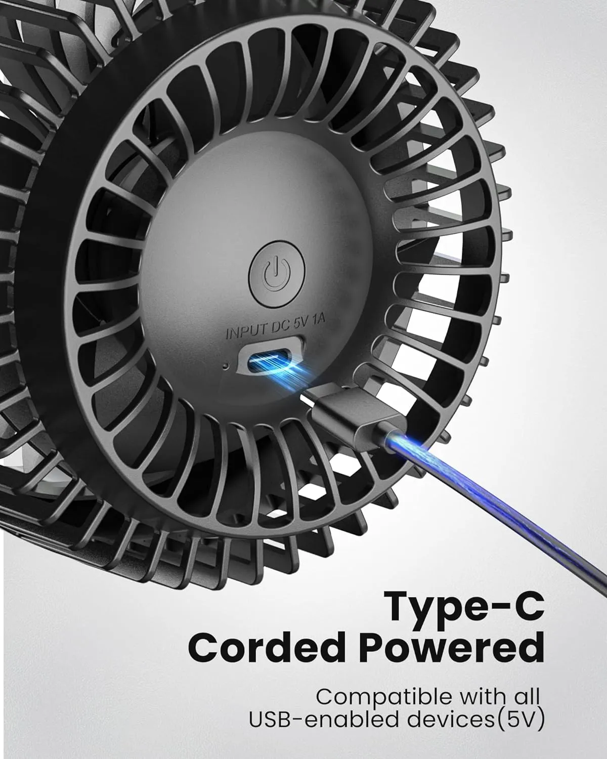 Koonie Metal USB Desk Fan, 4 Inch Small Portable Turbo Air Circulator, 6ft Strong Airflow, 3 Speeds, 360 Adjustable Tilt, 35dB Low Noise for Table Office Bedroom
