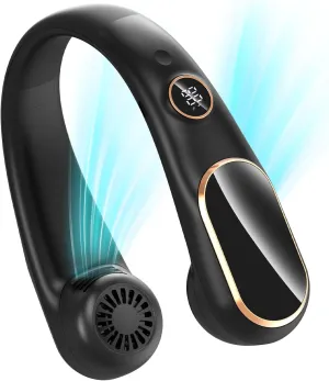 Koonie Neck Fan Rechargeable, Personal Portable Fan Battery Operated, Hands Free Wearable USB Neck Cooling Fan for Indoor Outdoor, Width Adjustable, Digital Display, 4-12h Working Time Neck fan for hands-free comfort