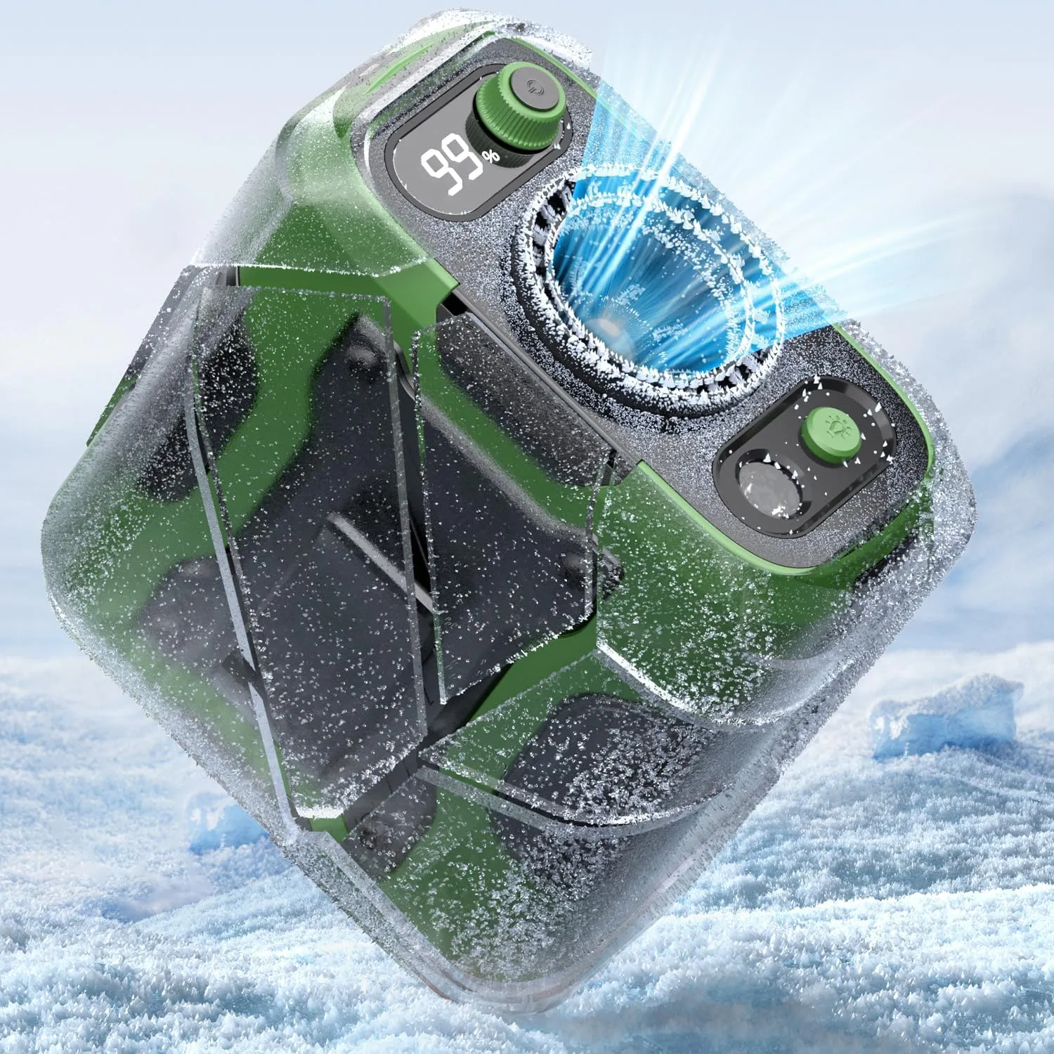 Koonie Portable Waist Clip Fan, Wearable Belt Personal Fan with 100 Levels Speeds, 13500RPM Strong Airflow, Rechargeable Battery Supports 24H Use Time, Cool Clip Under Shirt for Outdoor Jobsite,Green Waist-mounted portable fan for outdoor use