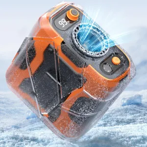 Koonie Portable Waist Clip Fan, Wearable Belt Personal Fan with 100 Levels Speeds, 13500RPM Strong Airflow, Rechargeable Battery Supports 24H Use Time, Cool Clip Under Shirt for Outdoor Jobsite,Orange Waist-mounted portable fan for outdoor use