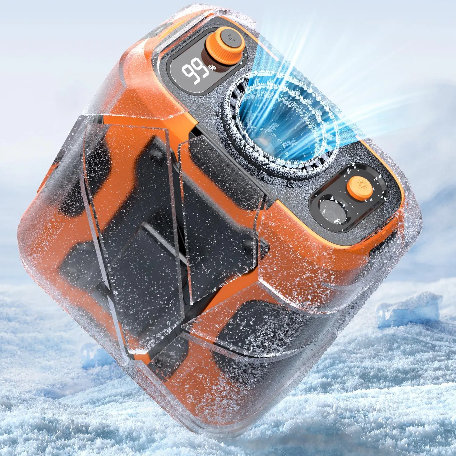 Koonie Portable Waist Clip Fan, Wearable Belt Personal Fan with 100 Levels Speeds, 13500RPM Strong Airflow, Rechargeable Battery Supports 24H Use Time, Cool Clip Under Shirt for Outdoor Jobsite,Orange Waist-mounted portable fan for outdoor use