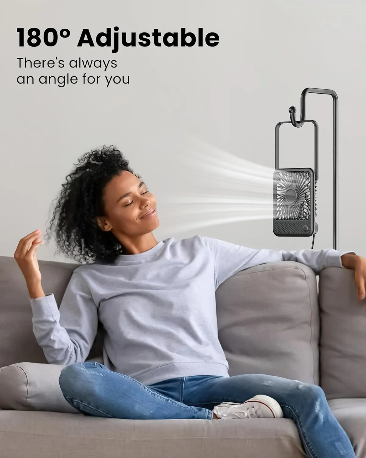 Koonie USB Desk Fan, Strong Wind Ultra Quiet Small Personal Fan with 180 Tilt Folding and 3 Speeds Adjustable, USB-C Corded Powered Mini USB Fan for Office Desktop Bedroom, NO BATTERY