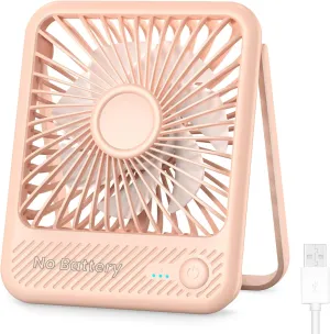 Koonie USB Desk Fan, Strong Wind Ultra Quiet Small Personal Fan with 180 Tilt Folding and 3 Speeds Adjustable, USB-C Corded Powered Mini USB Fan for Office Desktop Bedroom Pink, NO BATTERY USB desktop fan for workspace