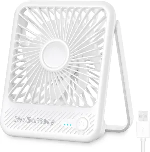 Koonie USB Desk Fan, Strong Wind Ultra Quiet Small Personal Fan with 180 Tilt Folding and 3 Speeds Adjustable, USB-C Corded Powered Mini USB Fan for Office Desktop Bedroom White, NO BATTERY USB desktop fan for workspace