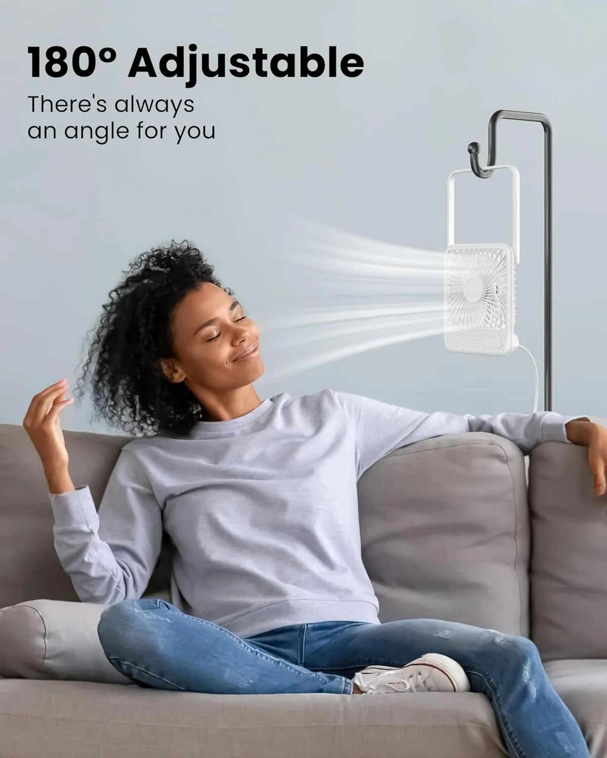 Koonie USB Desk Fan, Strong Wind Ultra Quiet Small Personal Fan with 180 Tilt Folding and 3 Speeds Adjustable, USB-C Corded Powered Mini USB Fan for Office Desktop Bedroom White, NO BATTERY