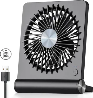 Koonie USB Fan, Strong Wind Ultra Quiet Small Desk Fan 220 Tilt Folding 3 Speeds Adjustable USB-C Corded Powered Personal Fan for Home Office Desktop Black USB desktop fan for workspace