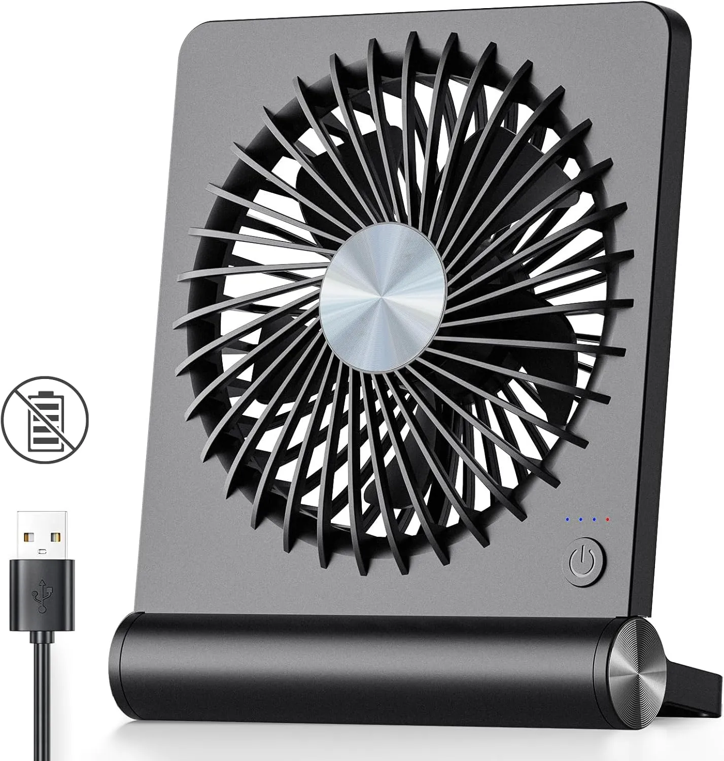 Koonie USB Fan, Strong Wind Ultra Quiet Small Desk Fan 220 Tilt Folding 3 Speeds Adjustable USB-C Corded Powered Personal Fan for Home Office Desktop Black USB desktop fan for workspace