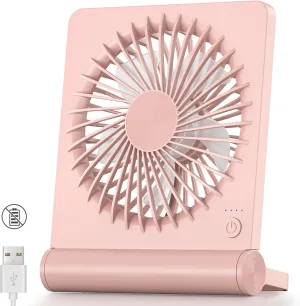 Koonie USB Fan, Strong Wind Ultra Quiet Small Desk Fan 220 Tilt Folding 3 Speeds Adjustable USB-C Powered Personal Fan for Home Office Desktop, Pink, NO BATTERY USB desktop fan for workspace