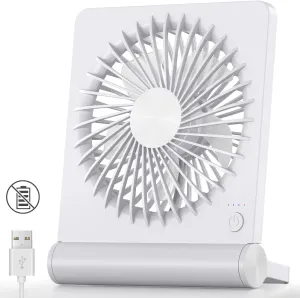 Koonie USB Fan, Strong Wind Ultra Quiet Small Desk Fan 220 Tilt Folding 3 Speeds Adjustable USB-C Powered Personal Fan for Home Office Desktop, White, NO BATTERY USB desktop fan for workspace