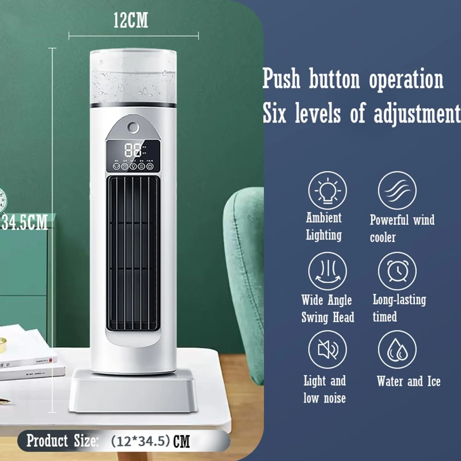 KtEli Oscillating Tower Fan, Desk Table Fan with 6 Speeds, Bladeless Tower Fan Quiet Cooling, 120 Oscillation, Humidification, Personal Small Bladeless for Bedroom Home Office Desktop(Black)