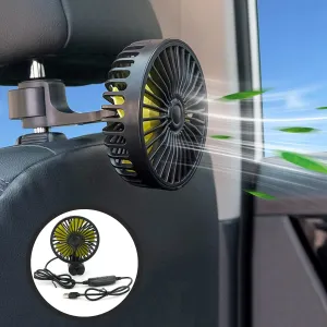 Kwak's Portable USB Car Fan, Back Seat Fans for Baby Pet,Cooling Rear Seat Headrest Fan with 3 Speeds for Car,Truck,Van,SUV and RV Rear-mounted fan for childrens safety