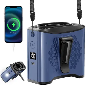 LAMBRI Portable Waist Fan Clip on Shirt Fans 10000mAh-24H Cool Clip Wearable Belt Personal Fans Rechargeable, 4 Speeds Neck Fan Hands-Free, Waist ClipFan for Jobsite Outdoor Farm, Blue Waist-mounted portable fan for outdoor use