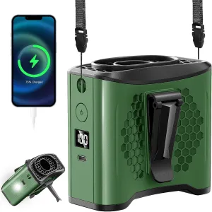 LAMBRI Portable Waist Fan Clip on Shirt Fans 10000mAh-24H Cool Clip Wearable Belt Personal Fans Rechargeable, 4 Speeds Neck Fan Hands-Free, Waist ClipFan for Jobsite Outdoor Farm, Green Waist-mounted portable fan for outdoor use