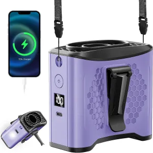 LAMBRI Portable Waist Fan Clip on Shirt Fans 10000mAh-24H Cool Clip Wearable Belt Personal Fans Rechargeable, 4 Speeds Neck Fan Hands-Free, Waist ClipFan for Jobsite Outdoor Farm, Purple Waist-mounted portable fan for outdoor use